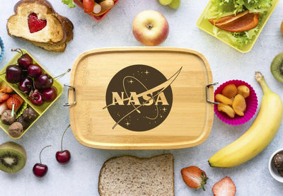 Bild: Brotdose - NASA Meatball Logo - Edelstahl mit Bambusdeckel Geschenkidee