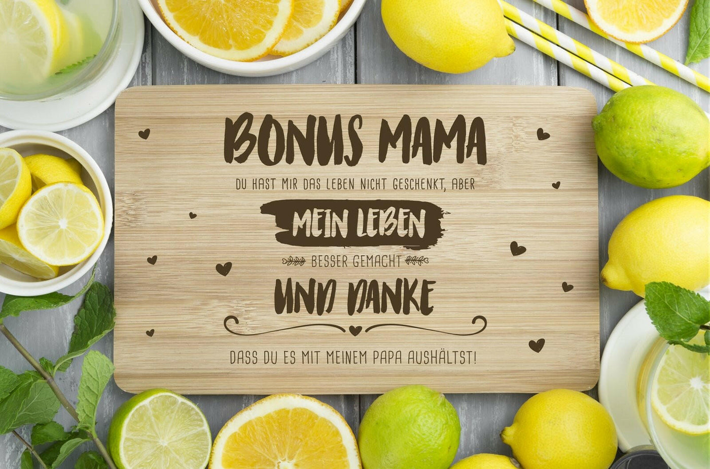 Bild: Frühstücksbrettchen - Bonus Mama, du hast mein Leben besser gemacht Geschenkidee