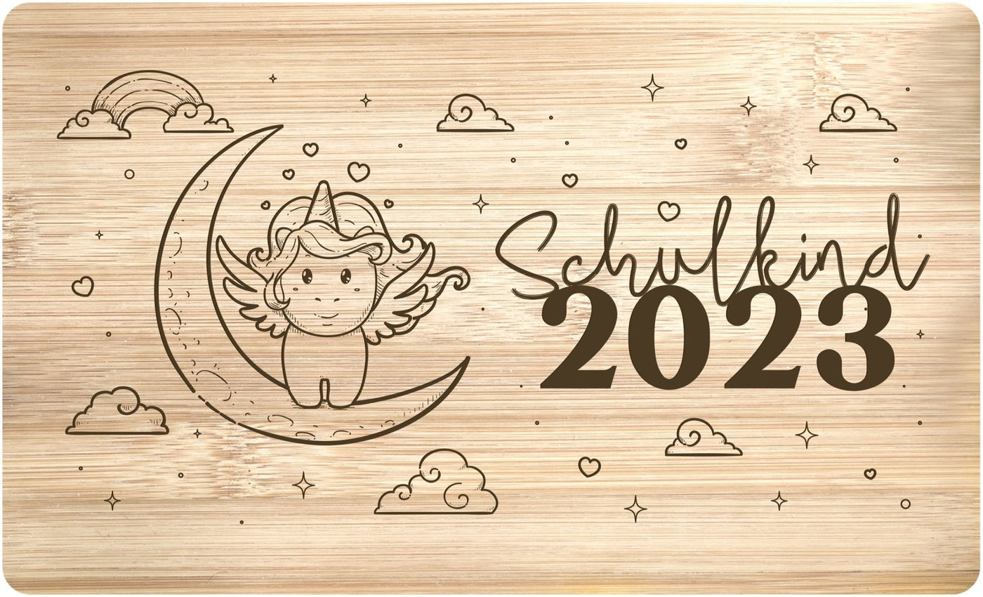 Bild: Frühstücksbrettchen - Schulkind 2023 (Einhorn) Geschenkidee