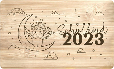 Bild: Frühstücksbrettchen - Schulkind 2023 (Einhorn) Geschenkidee