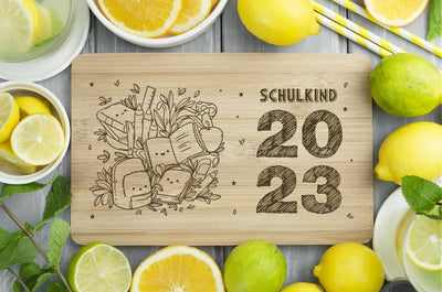 Bild: Frühstücksbrettchen - Schulkind 2023 - V2 Geschenkidee