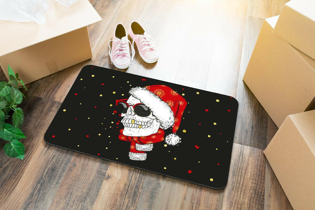 Bild: Fußmatte - Cooler Totenkopf - Weihnachtsedition Geschenkidee