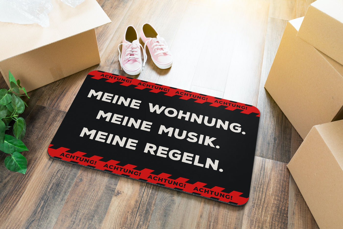 Bild: Fußmatte - Achtung! Meine Wohnung. Meine Musik. Meine Regeln. Geschenkidee