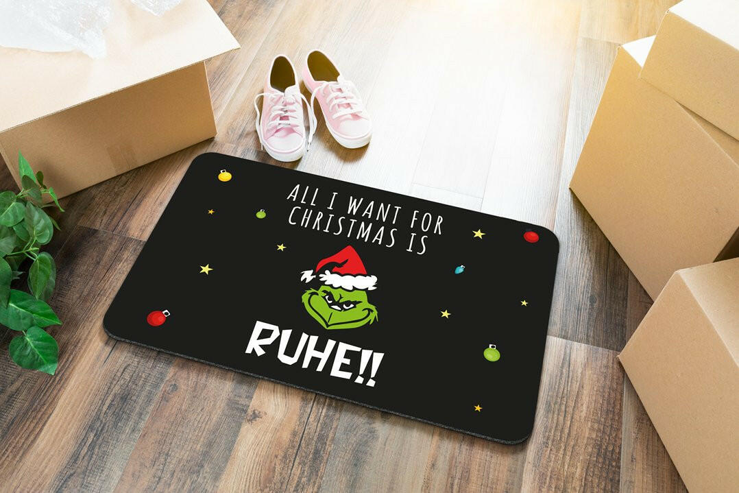 Bild: Fußmatte - Grinch - All I want for Christmas is Ruhe! (Gesicht) Geschenkidee