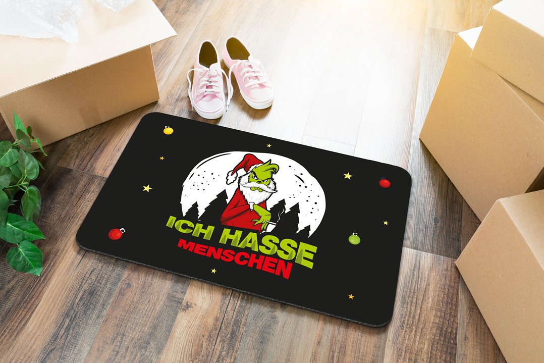 Bild: Fußmatte - Grinch - Ich hasse Menschen Geschenkidee