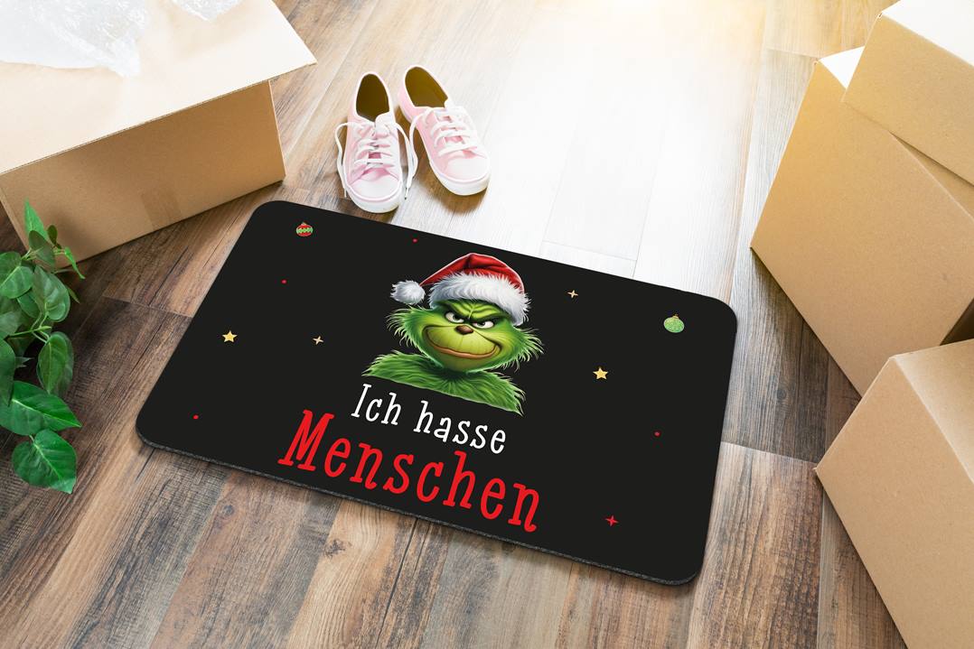 Bild: Fußmatte - Grinch - Ich hasse Menschen (CS) Geschenkidee