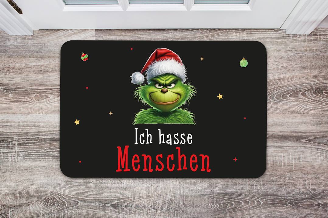 Bild: Fußmatte - Grinch - Ich hasse Menschen (CS) Geschenkidee