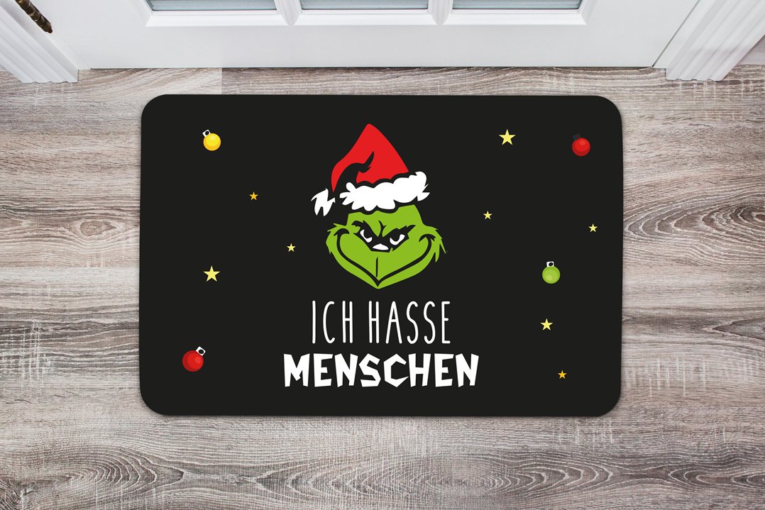 Bild: Fußmatte - Grinch - Ich hasse Menschen (Gesicht) Geschenkidee