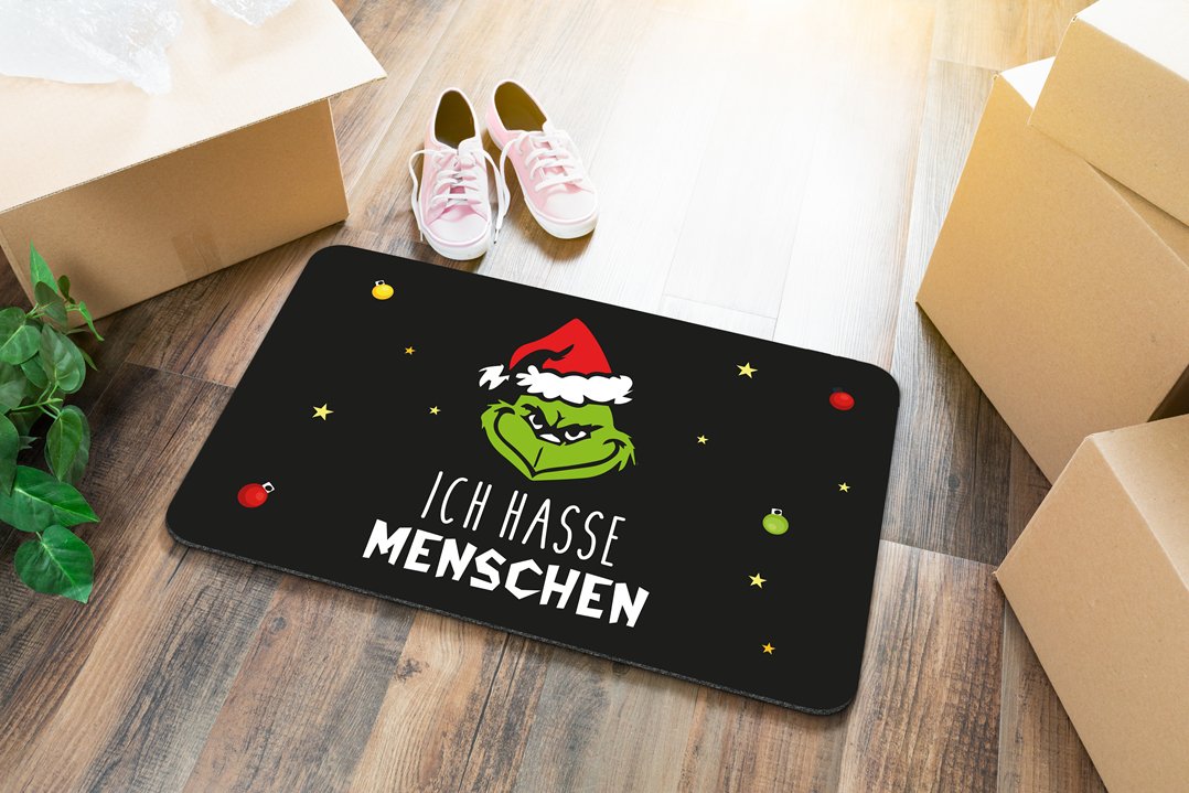 Bild: Fußmatte - Grinch - Ich hasse Menschen (Gesicht) Geschenkidee