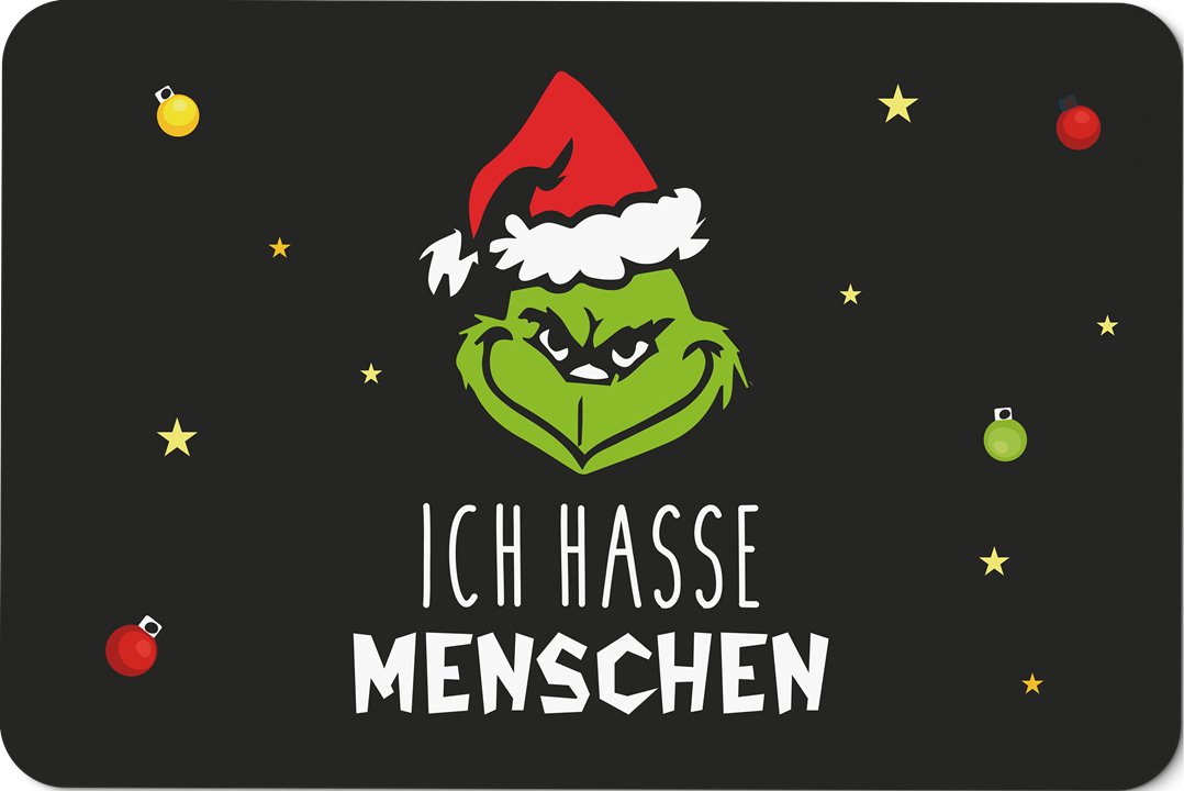 Bild: Fußmatte - Grinch - Ich hasse Menschen (Gesicht) Geschenkidee