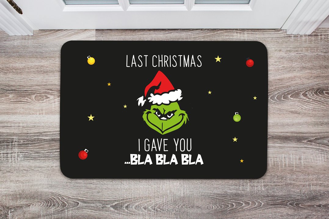 Bild: Fußmatte - Grinch - Last Christmas I gave you ...bla bla bla (Gesicht) Geschenkidee