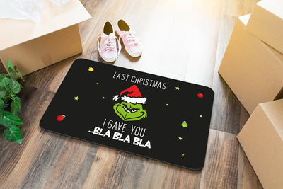 Bild: Fußmatte - Grinch - Last Christmas I gave you ...bla bla bla (Gesicht) Geschenkidee