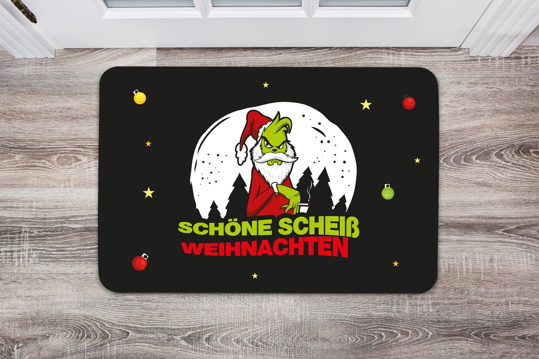 Bild: Fußmatte - Grinch - Schöne scheiß Weihnachten Geschenkidee