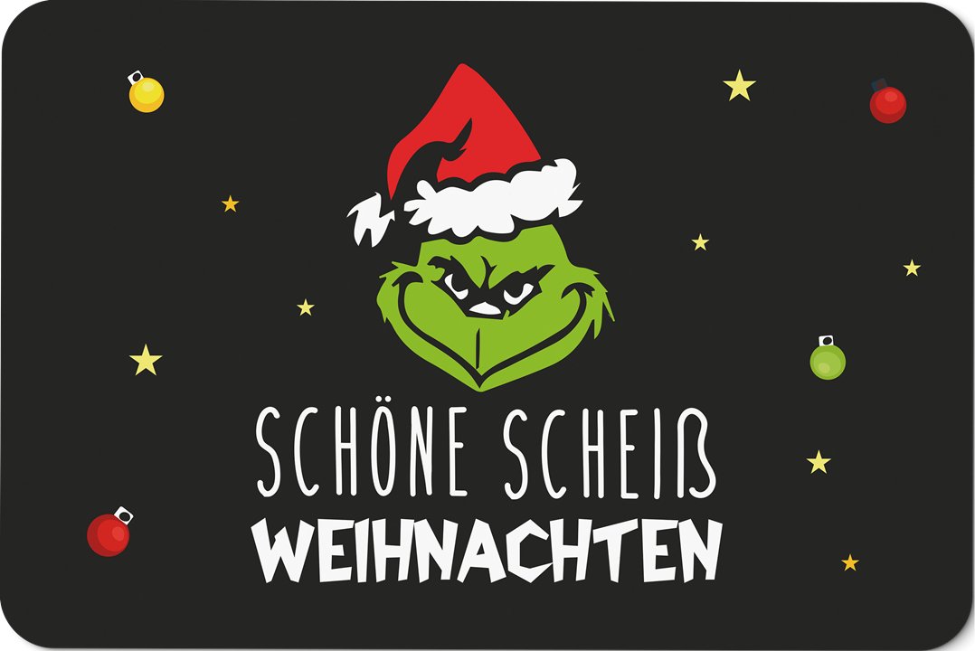 Bild: Fußmatte - Grinch - Schöne scheiß Weihnachten (Gesicht) Geschenkidee