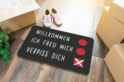 Bild: Fußmatte - Willkommen, Ich freu Mich, Verpiss Dich Geschenkidee