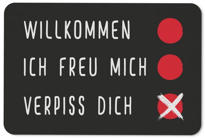 Bild: Fußmatte - Willkommen, Ich freu Mich, Verpiss Dich Geschenkidee