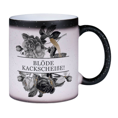 Bild: Glitzer-Zaubertasse - Blöde Kackscheiße! - Black Rose Geschenkidee