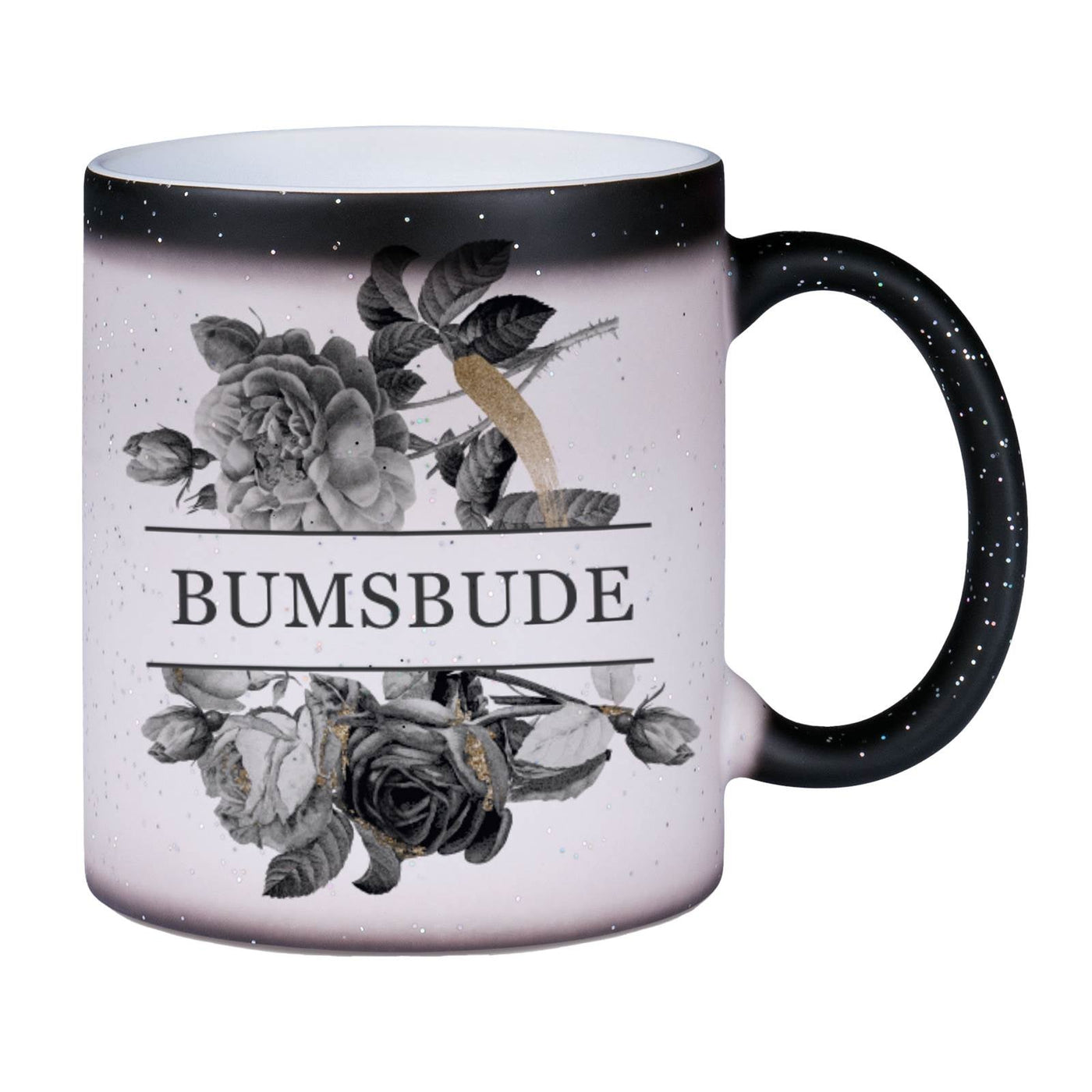 Bild: Glitzer-Zaubertasse - Bumsbude - Black Rose Geschenkidee