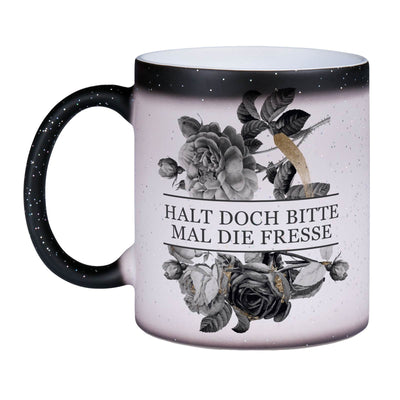 Bild: Glitzer-Zaubertasse - Halt doch bitte mal die Fresse - Black Rose Geschenkidee