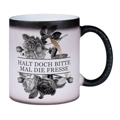 Bild: Glitzer-Zaubertasse - Halt doch bitte mal die Fresse - Black Rose Geschenkidee