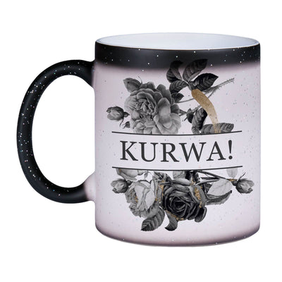 Bild: Glitzer-Zaubertasse - Kurwa! - Black Rose Geschenkidee