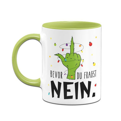 Bild: Grinch Tasse - Bevor du fragst NEIN (Mittelfinger) Geschenkidee