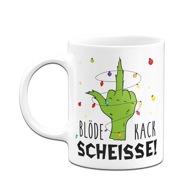 Bild: Grinch Tasse - Blöde Kackscheisse (Mittelfinger) Geschenkidee