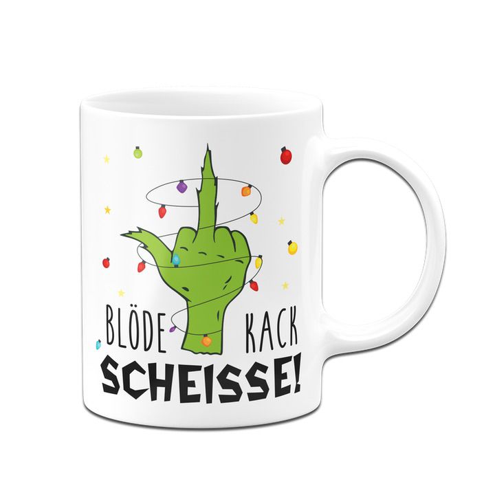 Bild: Grinch Tasse - Blöde Kackscheisse (Mittelfinger) Geschenkidee