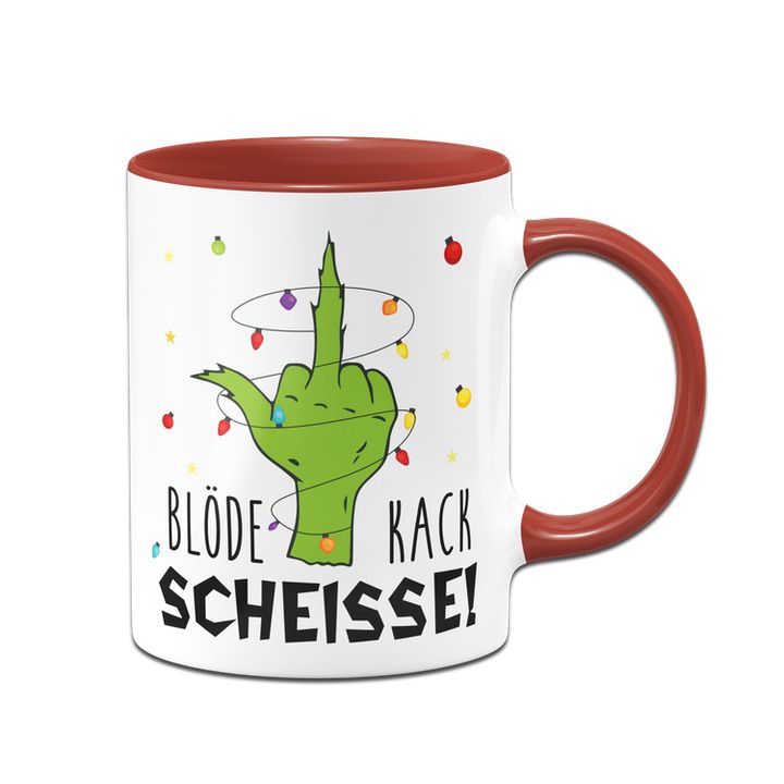 Bild: Grinch Tasse - Blöde Kackscheisse (Mittelfinger) Geschenkidee