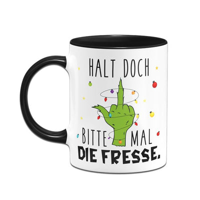 Bild: Grinch Tasse - Halt doch bitte mal die Fresse. (Mittelfinger) Geschenkidee