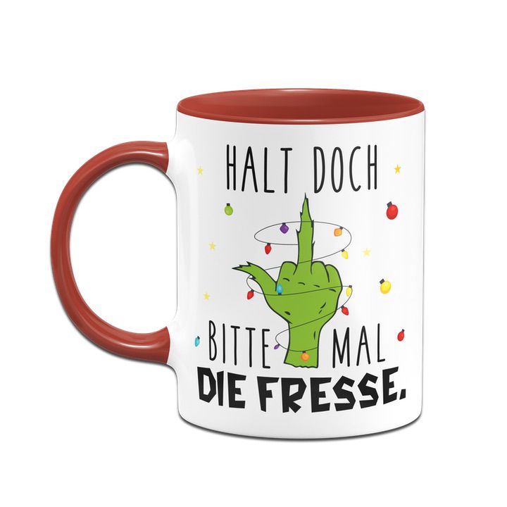 Bild: Grinch Tasse - Halt doch bitte mal die Fresse. (Mittelfinger) Geschenkidee