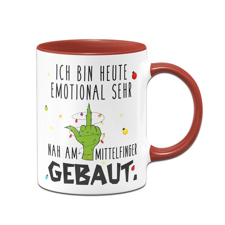 Bild: Grinch Tasse - Ich bin heute emotional sehr nah am Mittelfinger gebaut (Mittelfinger) Geschenkidee