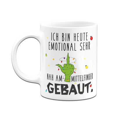 Bild: Grinch Tasse - Ich bin heute emotional sehr nah am Mittelfinger gebaut (Mittelfinger) Geschenkidee