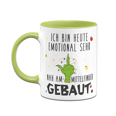 Bild: Grinch Tasse - Ich bin heute emotional sehr nah am Mittelfinger gebaut (Mittelfinger) Geschenkidee