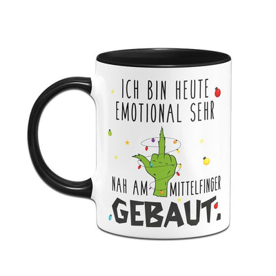 Bild: Grinch Tasse - Ich bin heute emotional sehr nah am Mittelfinger gebaut (Mittelfinger) Geschenkidee