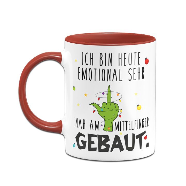 Bild: Grinch Tasse - Ich bin heute emotional sehr nah am Mittelfinger gebaut (Mittelfinger) Geschenkidee