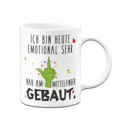 Bild: Grinch Tasse - Ich bin heute emotional sehr nah am Mittelfinger gebaut (Mittelfinger) Geschenkidee