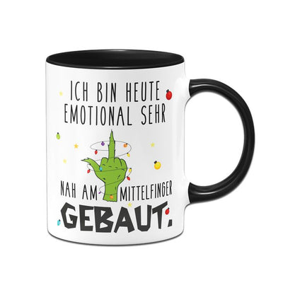 Bild: Grinch Tasse - Ich bin heute emotional sehr nah am Mittelfinger gebaut (Mittelfinger) Geschenkidee