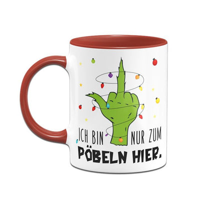 Bild: Grinch Tasse - Ich bin nur zum Pöbeln hier. (Mittelfinger) Geschenkidee