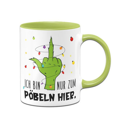 Bild: Grinch Tasse - Ich bin nur zum Pöbeln hier. (Mittelfinger) Geschenkidee