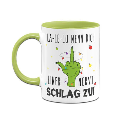 Bild: Grinch Tasse - La-Le-Lu wenn dich einer nervt schlag zu! (Mittelfinger) Geschenkidee