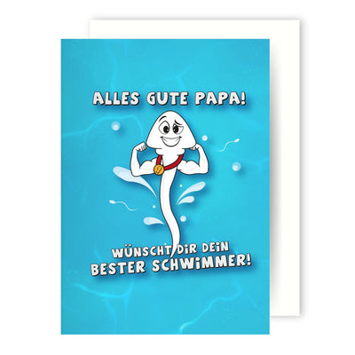 Bild: Grußkarte - Alles Gute Papa! Wünscht Dir dein bester Schwimmer! Geschenkidee