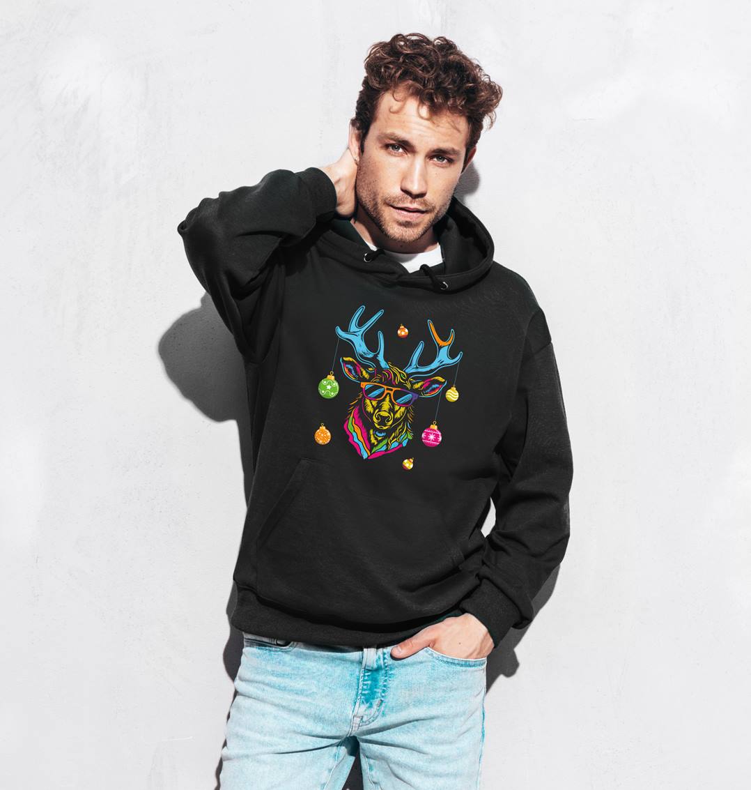 Bild: Hoodie - Cooler Elch (Weihnachten) - bunt Geschenkidee