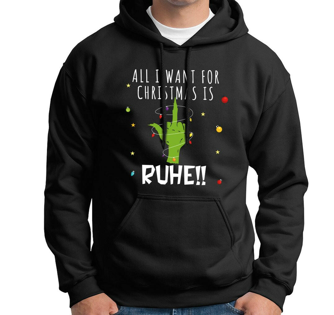 Bild: Hoodie - Grinch - All I want for Christmas is Ruhe! (Mittelfinger) Geschenkidee