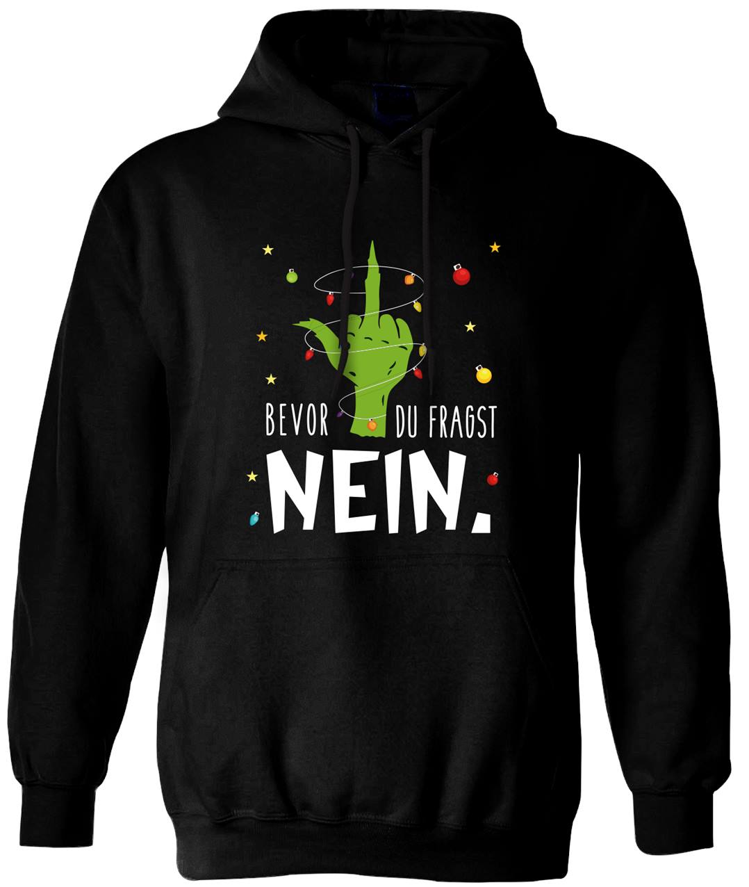 Bild: Hoodie - Grinch - Bevor du fragst NEIN. (Mittelfinger) Geschenkidee