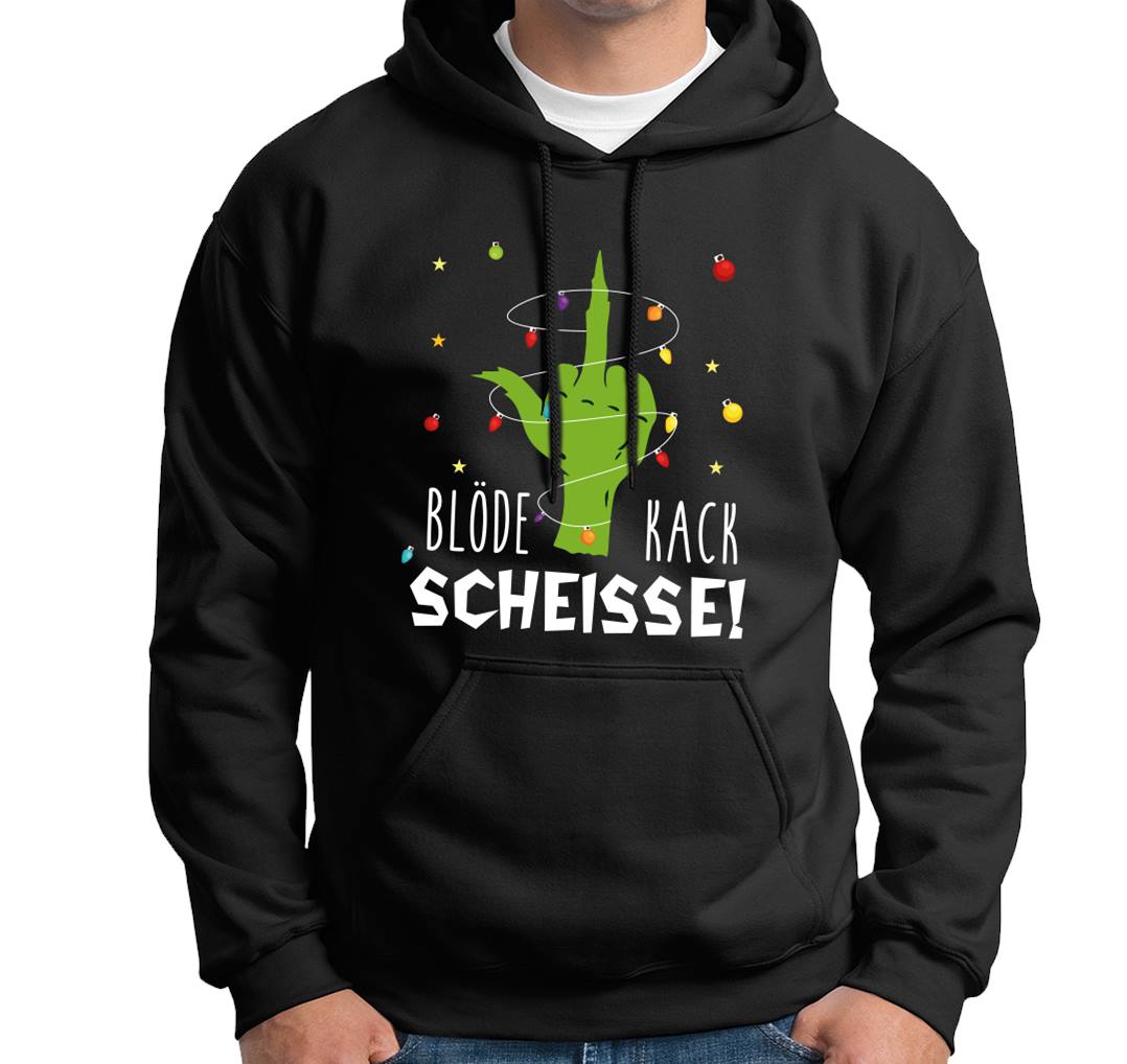 Bild: Hoodie - Grinch - Blöde Kackscheisse! (Mittelfinger) Geschenkidee