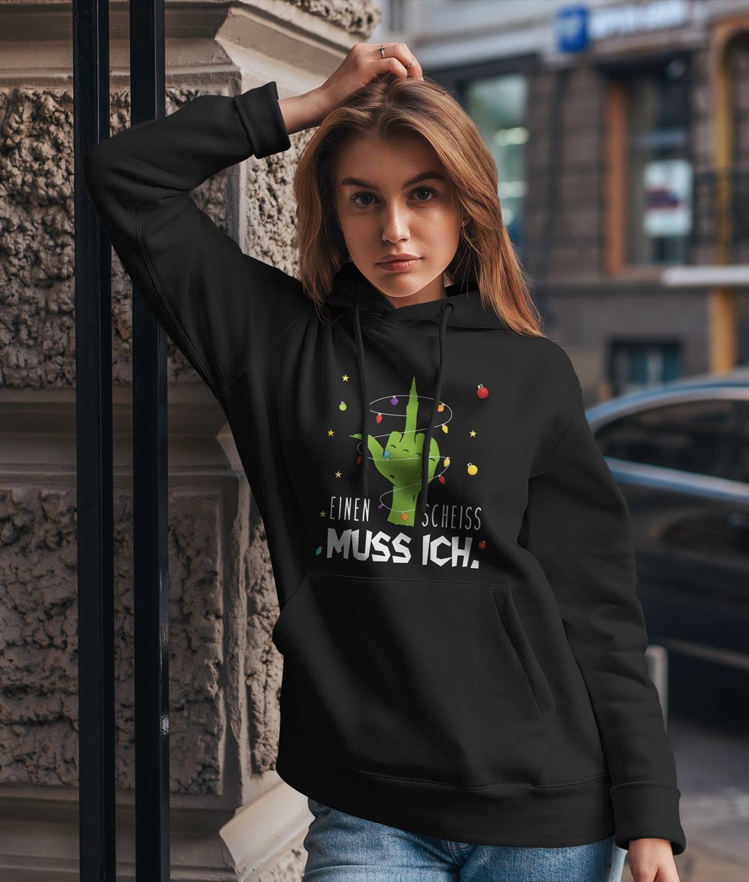 Bild: Hoodie - Grinch - Einen Scheiss muss ich. (Mittelfinger) Geschenkidee