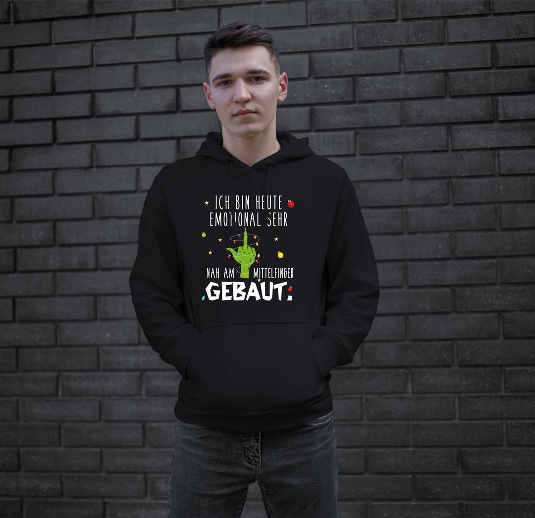 Bild: Hoodie - Grinch - Ich bin heute emotional sehr nah am Mittelfinger gebaut. Geschenkidee