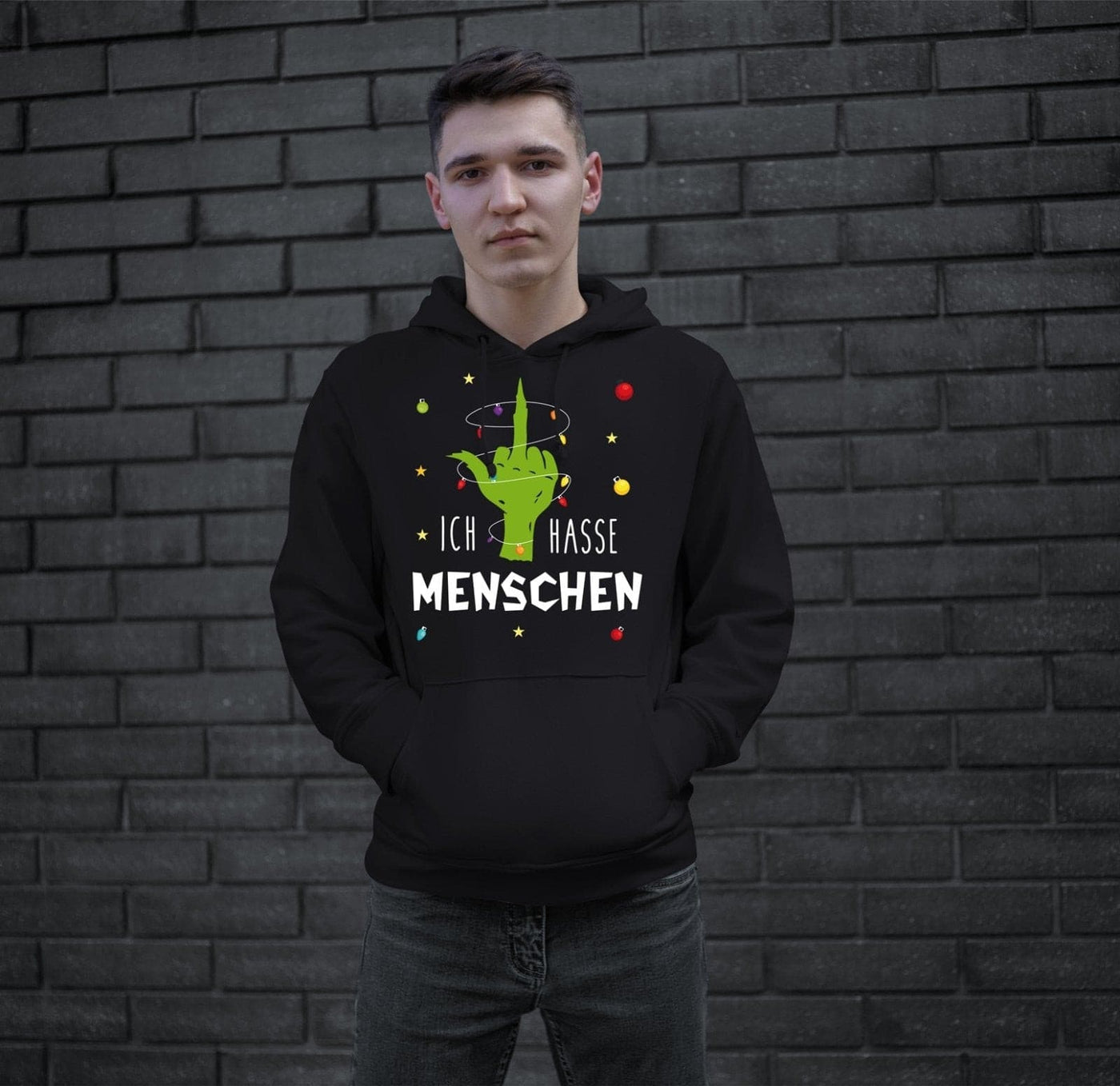 Bild: Hoodie - Grinch - Ich hasse Menschen (Mittelfinger) Geschenkidee