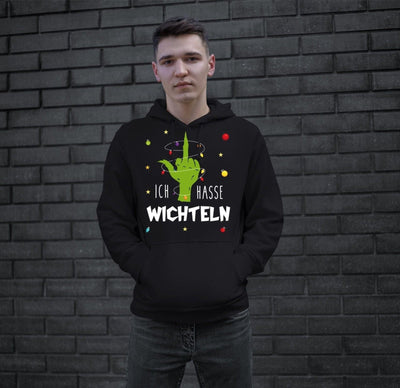 Bild: Hoodie - Grinch Ich hasse Wichteln (Mittelfinger) Geschenkidee